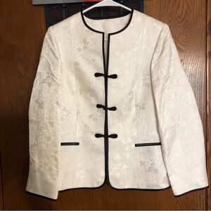 Elegant White Jacket with Black Accents